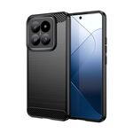Per Xiaomi 14 Pro Custodia per telefono TPU in fibra di carbonio con texture spazzolata (nera)