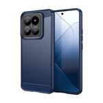 Per Xiaomi 14 Pro Custodia per telefono TPU in fibra di carbonio con texture spazzolata (blu)