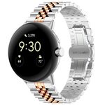 Per Google Pixel Watch 2 / Pixel Watch cinturino in metallo in acciaio inossidabile con sette perline (argento oro rosa)