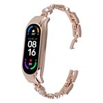 Per cinturino per orologio in metallo con diamanti cuore a cuore Xiaomi Mi Band 6/5 (oro rosa)