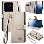 Per Xiaomi 14 Love Custodia per cellulare in pelle con cordino con cerniera (bianca)
