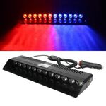 Luce stroboscopica ad alta luminosità con ventosa anteriore per auto a 12 LED (rosso blu)