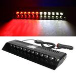 Luce stroboscopica ad alta luminosità con ventosa anteriore per auto a 12 LED (rosso bianco)
