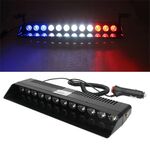 Luce stroboscopica ad alta luminosità con ventosa anteriore per auto a 12 LED (rosso bianco blu)