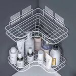 Staffa per appendere a parete multifunzionale per rack di stoccaggio triangolare per bagno senza punzonatura (bianco)