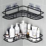 Staffa per appendere a parete multifunzionale per rack di stoccaggio triangolare per bagno senza punzonatura (nero)