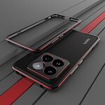 Per Xiaomi 14 Pro Serie Aurora Protezione per lenti + Custodia per telefono con struttura in metallo (Nero Rosso)