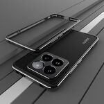 Per Xiaomi 14 Pro Serie Aurora Protezione per lenti + Custodia per telefono con struttura in metallo (Nero Argento)