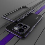 Per Xiaomi 14 Pro Serie Aurora Protezione per lenti + Custodia per telefono con struttura in metallo (Nero Viola)