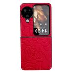 Custodia protettiva per telefono OPPO Find N3 Flip Impression Flower Pattern (rossa)