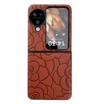 Per OPPO Find N3 Custodia protettiva per cellulare con motivo floreale Flip Impression (marrone)