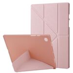 Per Samsung Galaxy Tab A9+ Custodia per tablet in pelle multipiega con deformazione in TPU (oro rosa)