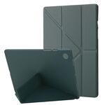 Per Samsung Galaxy Tab A9+ Custodia per tablet in pelle multipiega con deformazione in TPU (verde scuro)