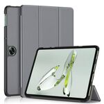 Per OnePlus Pad Go / OPPO Pad Air Custer Tinta unita 3 pieghe Custodia per tablet in pelle intelligente (grigio)