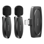Microfono lavalier wireless a bassa latenza YESIDO KR14 con doppio trasmettitore e ricevitore a 8 pin (nero)
