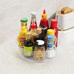 Vassoio portaoggetti da cucina girevole a 360 gradi da 25 cm, portaspezie e snack (trasparente)