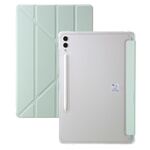 Per Samsung Galaxy Tab S9 FE Custodia per tablet in pelle con deformazione acrilica trasparente (verde)