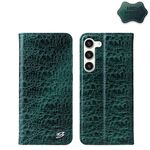 Per Samsung Galaxy S24+ 5G Fierre Shann Custodia magnetica in vera pelle con texture coccodrillo (verde)