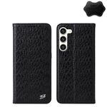 Per Samsung Galaxy S24 5G Fierre Shann Custodia magnetica in vera pelle con texture coccodrillo (Nero)