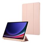 Per Samsung Galaxy Tab S9 Custodia tablet in pelle TPU 3 pieghe in puro colore con slot per penna (rosa)