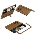 Per OPPO Find N3 Custodia per telefono in pelle con cerniera pieghevole integrata con penna (marrone)