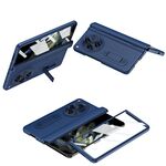Per OPPO Find N3 Custodia per telefono in pelle con cerniera pieghevole integrata con penna (blu)