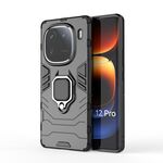 Per vivo iQOO 12 Pro 5G Supporto per anello magnetico PC + custodia per telefono TPU (nero)