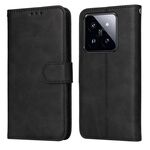 Custodia per telefono in pelle flip con texture classica in vitello Xiaomi 14 Pro (nera)