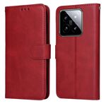 Custodia per telefono in pelle flip con texture classica in vitello Xiaomi 14 (rossa)