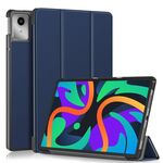 Per Lenovo Tab M11/Xiaoxin Pad 11 2024 Custer Custodia Smart Tablet in pelle 3 pieghevoli in colore puro (blu scuro)