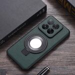 Custodia per telefono in PU con struttura Litchi per supporto per lente d'ingrandimento Xiaomi 14 Pro (verde)