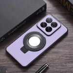 Custodia per telefono in PU con struttura Litchi per supporto per lente d'ingrandimento Xiaomi 14 Pro (viola)