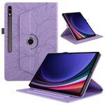 Custodia per tablet in pelle con rotazione in rilievo per Samsung Galaxy Tab S9 Ultra/S8 Ultra Tree Life (viola)