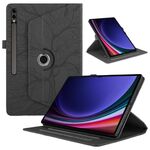 Custodia per tablet in pelle con rotazione in rilievo per Samsung Galaxy Tab S9 Ultra/S8 Ultra Tree Life (nero)