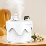 Umidificatore spray silenzioso per torta di cartoni animati con luce notturna da tavolo mini USB plug-in M328 (bianco)