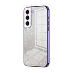 Custodia per telefono elettrolitico con polvere glitter sfumata per Samsung Galaxy S22 5G (viola)