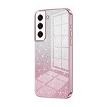 Custodia per telefono elettrolitico con polvere glitter sfumata per Samsung Galaxy S22 5G (rosa)