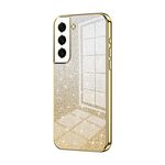 Custodia per telefono elettrolitico con polvere glitter sfumata per Samsung Galaxy S22 5G (oro)