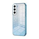 Per Samsung Galaxy S22 5G Custodia per telefono elettrolitico con polvere glitter sfumata (blu)