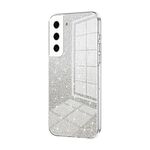 Per Samsung Galaxy S22 5G Custodia per telefono elettrolitico con polvere glitter sfumata (trasparente)