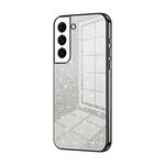 Per Samsung Galaxy S22 5G Custodia per telefono elettrolitico con polvere glitterata sfumata (nero)