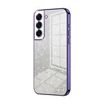 Custodia per telefono elettrolitico con polvere glitter sfumata per Samsung Galaxy S22+ 5G (viola)