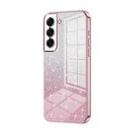 Custodia per telefono elettrolitico con polvere glitter sfumata per Samsung Galaxy S22+ 5G (rosa)