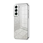 Custodia per telefono elettrolitico con polvere glitter sfumata per Samsung Galaxy S22+ 5G (Argento)