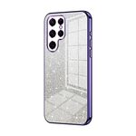 Custodia per telefono elettrolitico con polvere glitterata sfumata per Samsung Galaxy S22 Ultra 5G (viola)