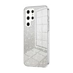 Per Samsung Galaxy S22 Ultra 5G Custodia per telefono elettrolitico con polvere glitter sfumata (trasparente)
