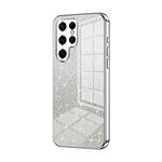 Custodia per telefono elettrolitico con polvere glitter sfumata per Samsung Galaxy S22 Ultra 5G (Argento)