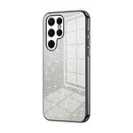 Per Samsung Galaxy S22 Ultra 5G Custodia per telefono elettrolitico con polvere glitterata sfumata (nero)