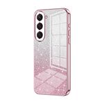 Custodia per telefono elettrolitico con polvere glitter sfumata per Samsung Galaxy S23 5G (rosa)