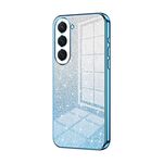 Per Samsung Galaxy S23 5G Custodia per telefono elettrolitico con polvere glitter sfumata (blu)
